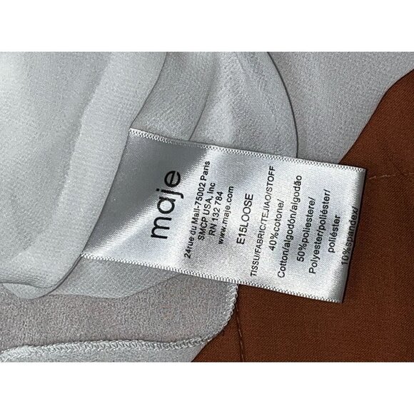 Maje Embroidered Beige & White Sleeveless Midi Dress With Sheer Women Small - Picture 9 of 10